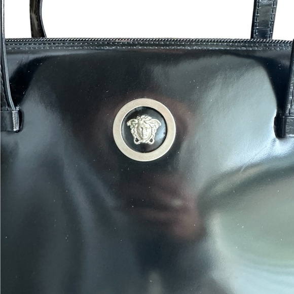 Versace Patent Leather Shoulder Bag with Silver Hardware - Picture 7 of 11